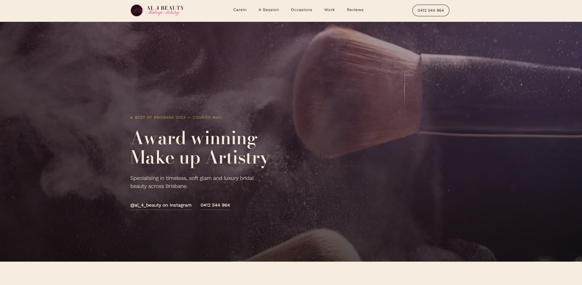 Homepage of the AL4 Beauty website