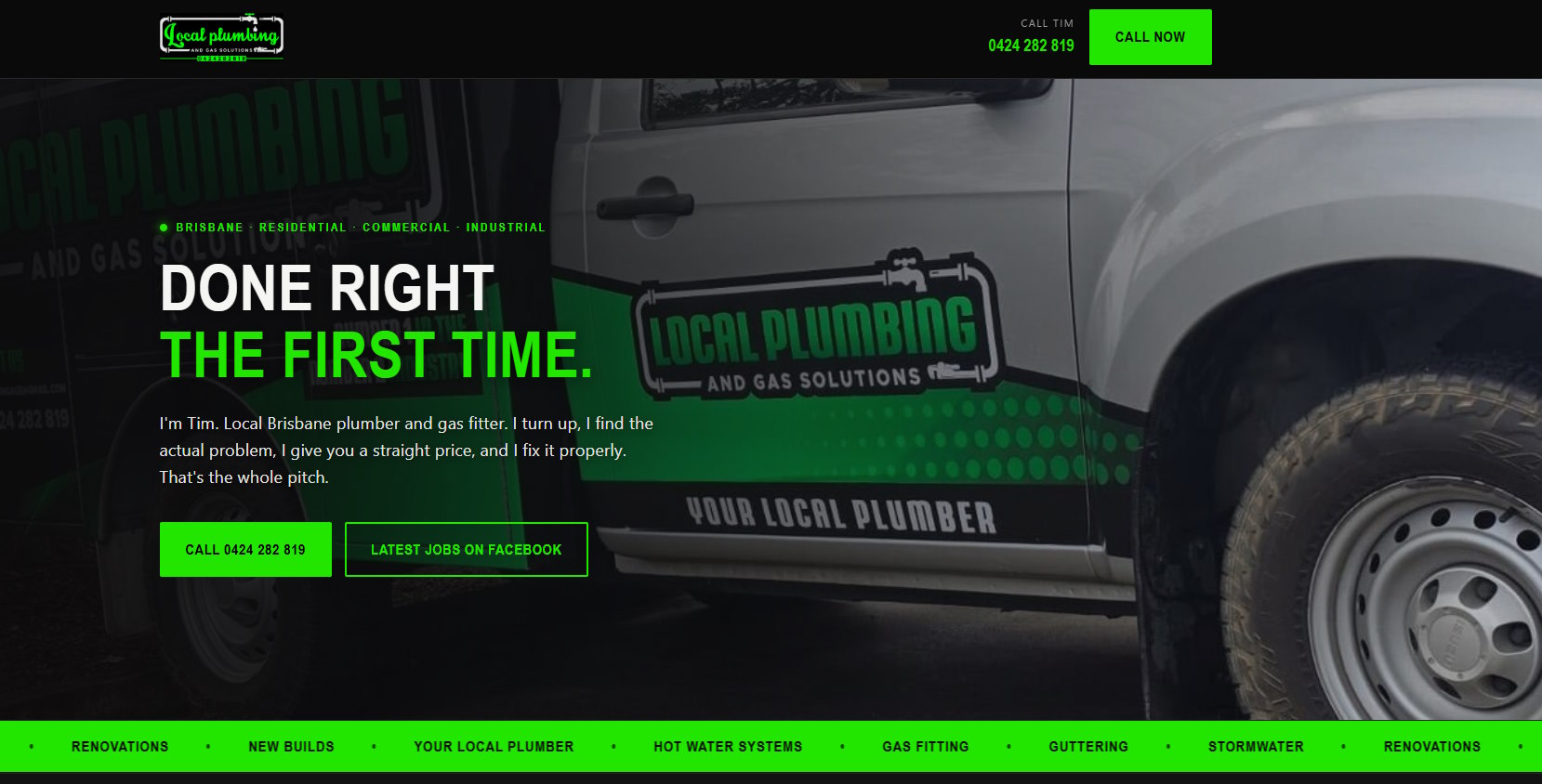 Homepage of the Local Plumbing and Gas Solutions website